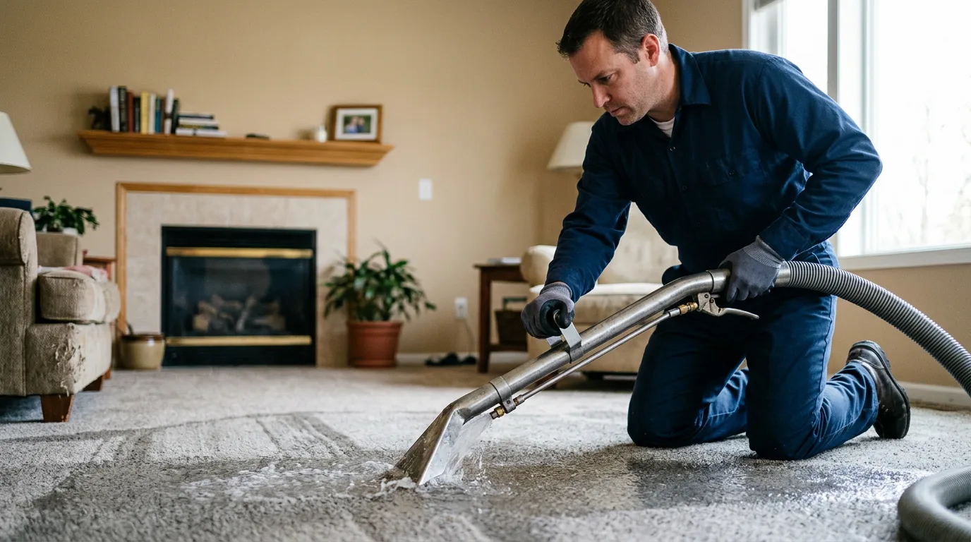 Water damage restoration technician working near Carlisle, KY